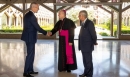 Prince Rahim bids farewell to Monsignor Pena Parra after their meeting at the Ismaili Centre, Lisbon on 12 May 2022. AKDN / Raqu